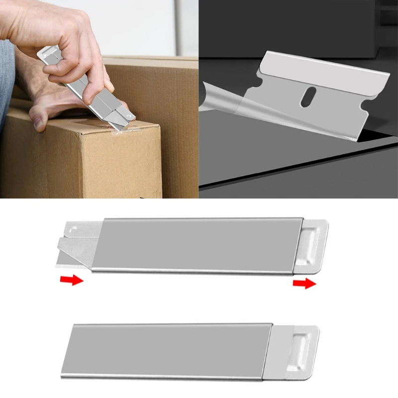 Stainless Steel Utility Knife Retractable Paper Box Cutter for Sharp Offic D5QC