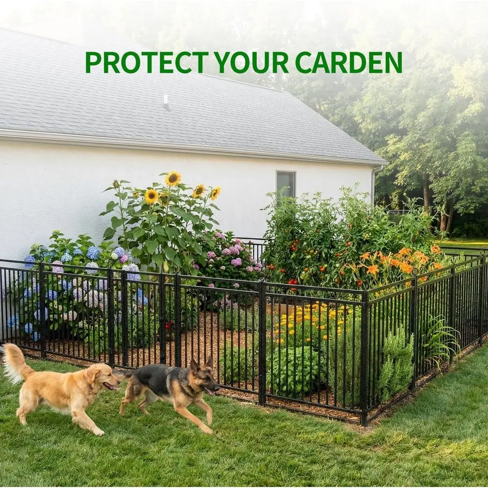 Decorative Garden Metal Dog Fence Outdoor, 40in (H) x 36in (L), 14 Panels + 2 Gates, Heavy Duty Garden Fencing Animal Barrier or