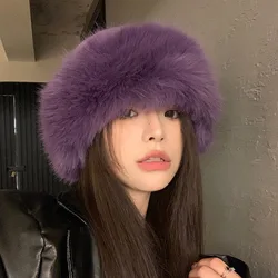 Thicken Plush Warm Fur Hat Fluffy Beanie Warm Thick Hat Mongolian Caps for Women Casual Trips Sports Skiing Snowy Day Panama Cap