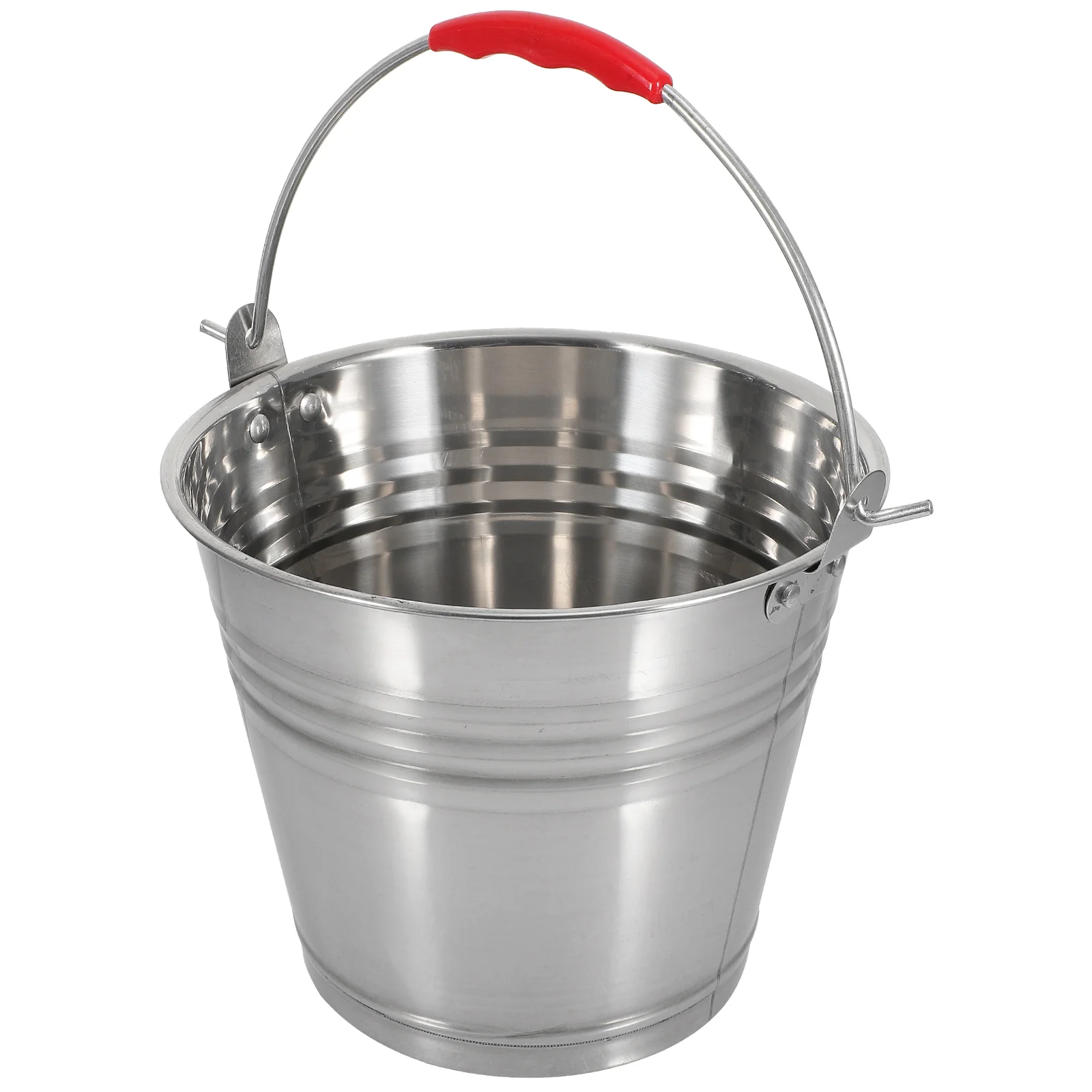 Stainless Steel Bucket Water with Handle Portable Metal Container Storage Plastic Round