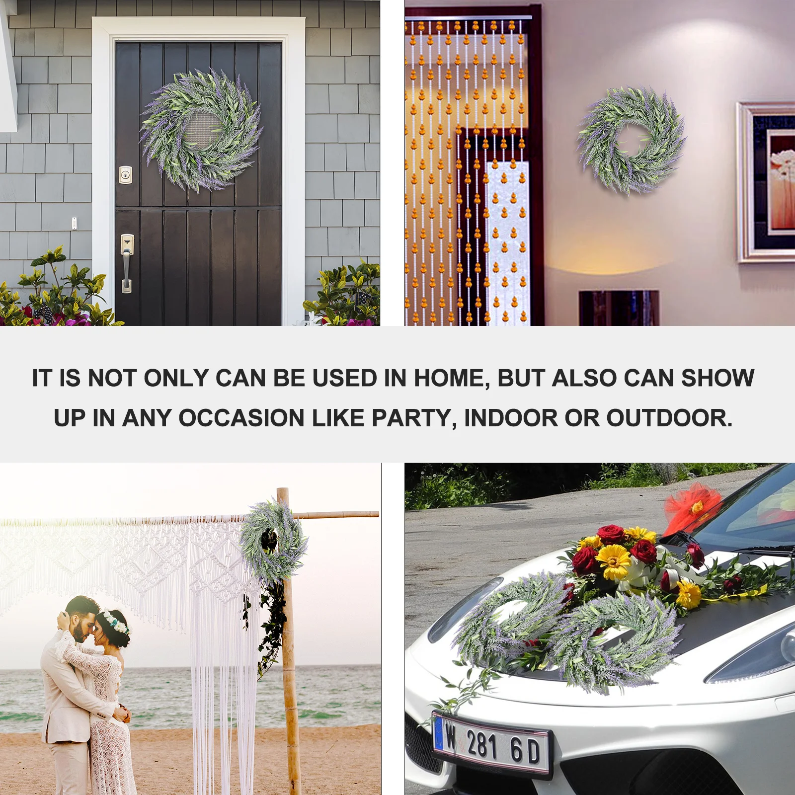 

1Pcs Simulation Lavender Wreath Stylish Party Garland for Wall Tree Hanging Lavender Decorations Festival Atmosphere Enhancer