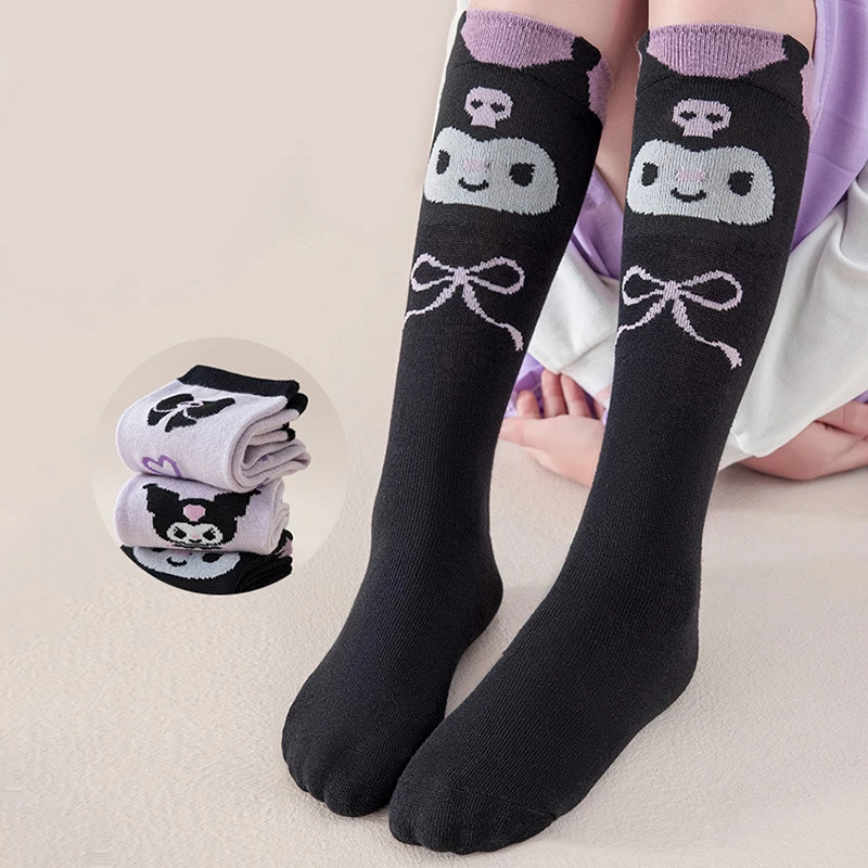 Summer Sanrio Knee Long Sock Breathable Thin Hello Kitty Kuromi Cinnamoroll Girls Middle Tube Socks Calf Sock