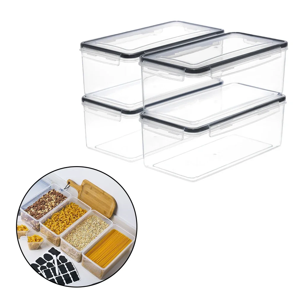 

4pcs Noodle Storage Box Sealed Storage Tank Fresh-Keeping Box Pasta Storage Set Home Kitchen Cabinet Supplies