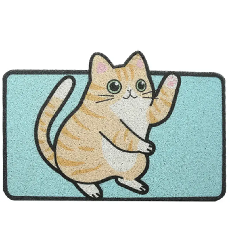 Cat Cartoon Sand Scraping Dust Door Welcome Mat Hallway Bath Non-slip Rug Dust Removal Carpet Wire Loop Footpad Doormat