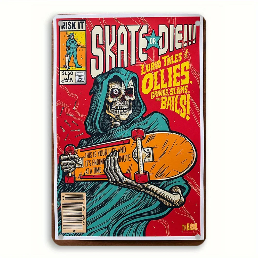 Skateboarding Skeleton Metal Tin Sign () - 