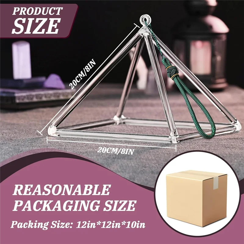 

N96R Crystal Meditation Pyramid 8 Inch Geometric Tripod Yoga Meditation Wind Chime Percussion Instrument