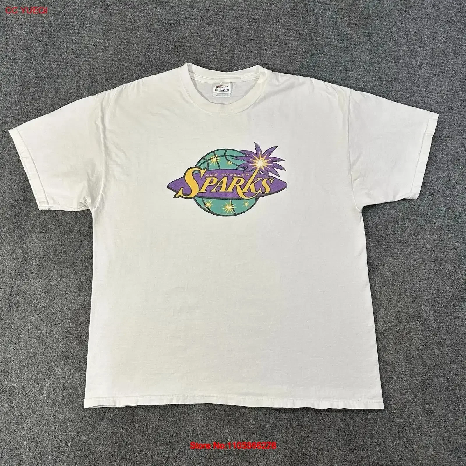 Vintage Los Angeles Sparks T-Shirt XL Herren Weiß WNBA Basketball Retro Sport Washed Designer-Kleidung Herren Streetwear