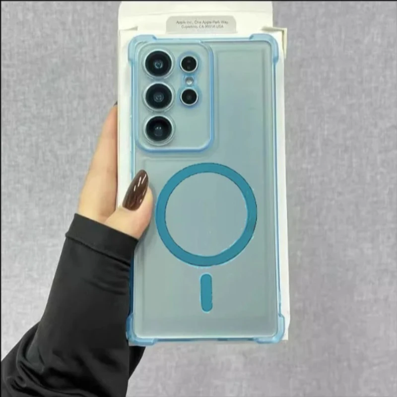 Funda magnética de carga inalámbrica a prueba de golpes para SamSumg Galaxy A56 A36 A16 A06 5G A55 A35 A25 A15 A05 S Magsafe cubierta de parachoques transparente