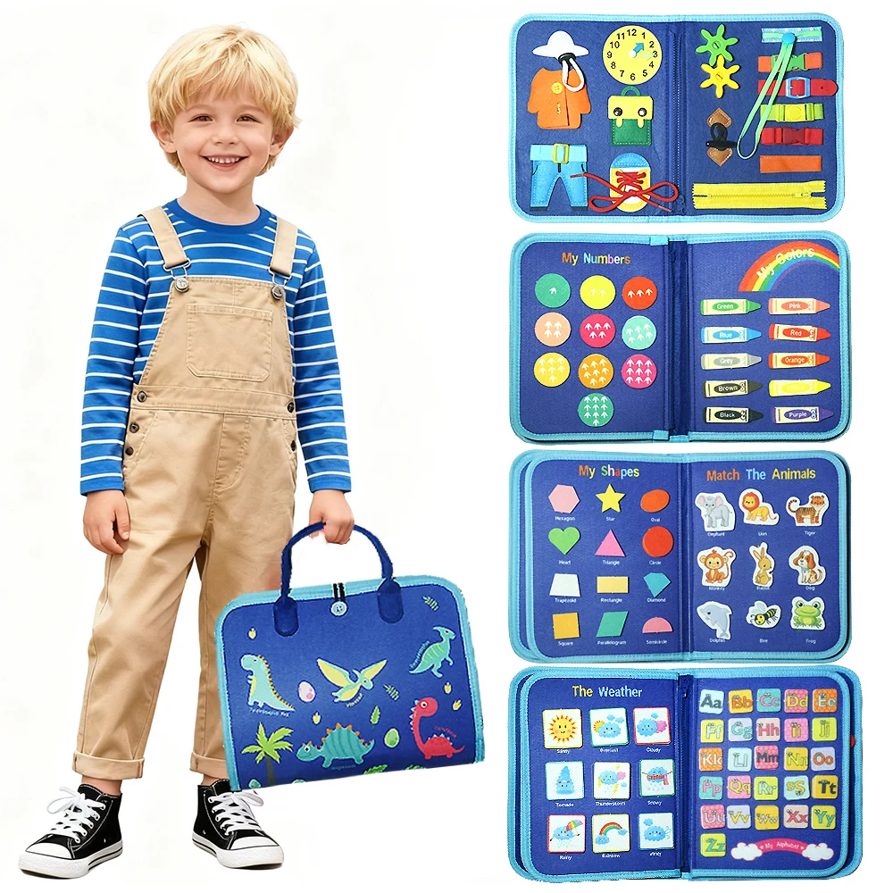Beschäftigtes Brett für Kleinkinder, Montessori-Spielzeug, 3-jährige Mädchengeschenke, Vorschulpädagogisches Lernspielzeug mit Lebenskompetenzen, Alphabet, Zahlen