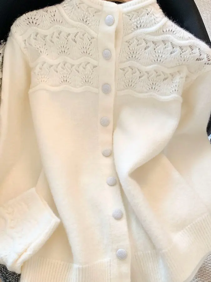 

Soft Knitted Korean Sle Artistic Hollow out Hook Flower Sweater Spring Season plus Size Women's Faion Casual Long Sve ...