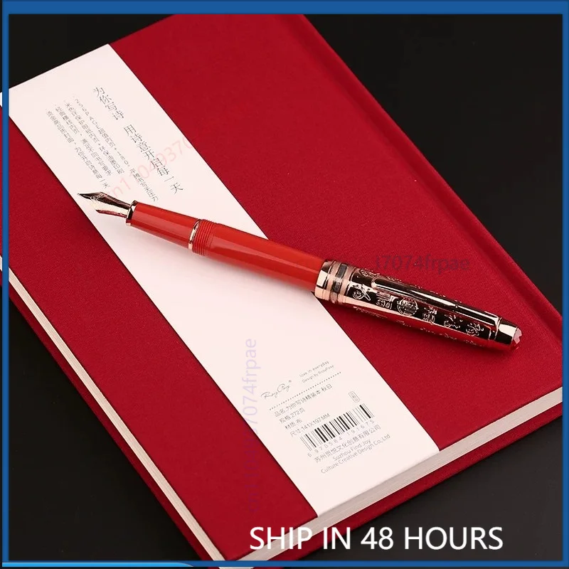 for-moonman-p135-red-rose-gold-fountain-pen-extra-fine-nib-hundred-fu-character-limited-edition-gift-pen-for-men-women