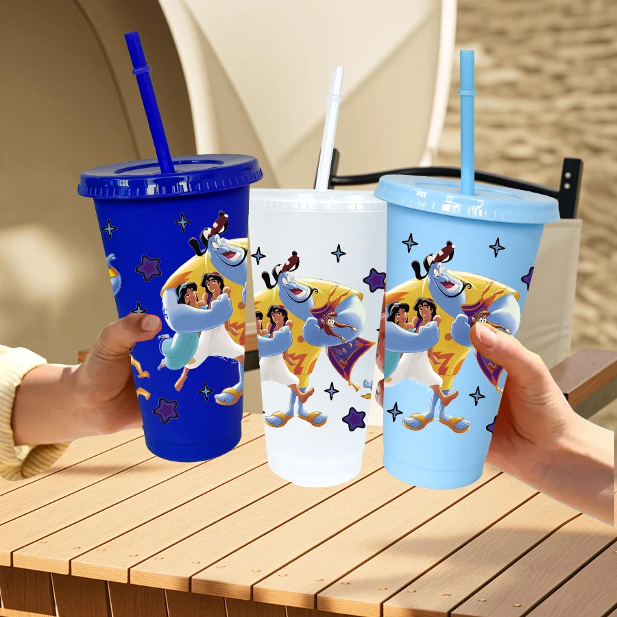 12 قطعة/الحزمة لافتة بحث ديزني جني 26 أونصة كوب ماء بلاستيكي متعدد الألوان أدوات الشرب لأعياد الميلاد/العودة إلى المدرسة