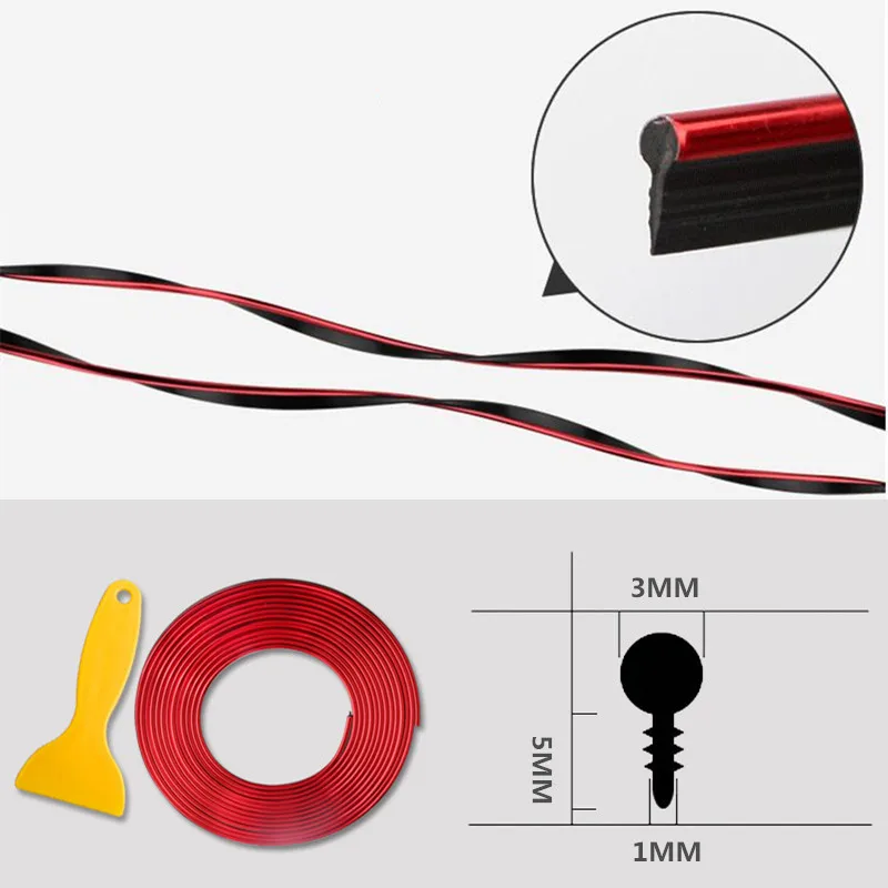 Car Styling Universal DIY Flexible Interior Moulding Trim Strips Car Accessories Decoration Strip Dashboard 5M Edge Sticker