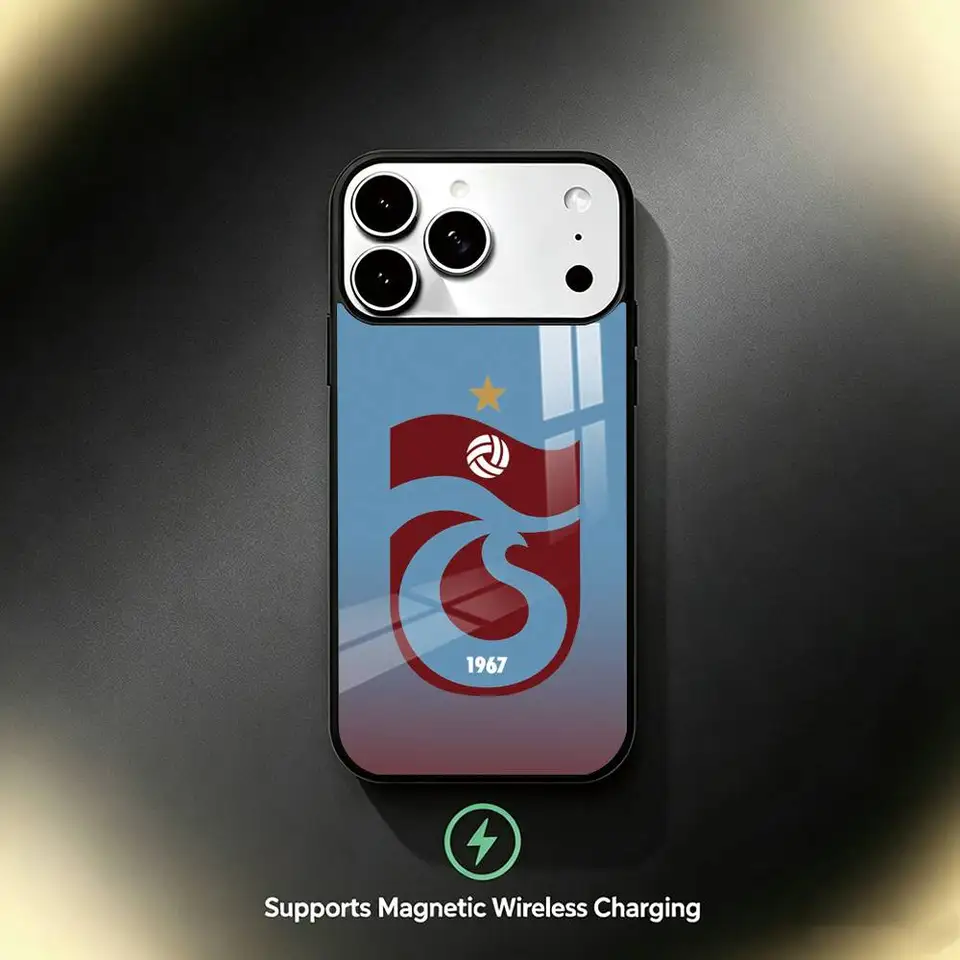 Funda con logo de Trabzonspor para iPhone 17,16,15,14,13,12,11 Plus,Pro con carga inalámbrica magnética 5