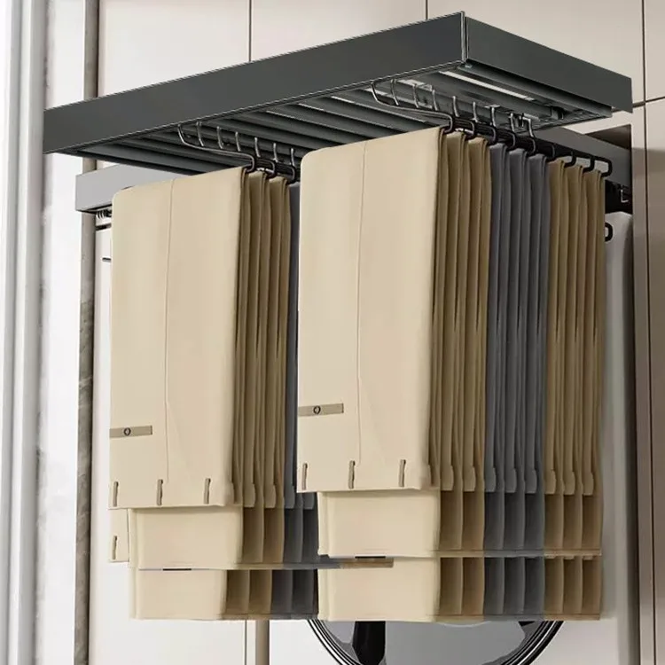 Invisible pull-out hanger on washing machine balcony Deepened hidden telescopic drying rack above