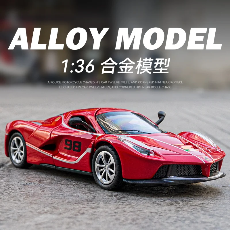 Simulación 1:36 Lafali Convertible Track Edition coche deportivo coche en miniatura de aleación sonido y luz tirar hacia atrás adorno de juguete para niños