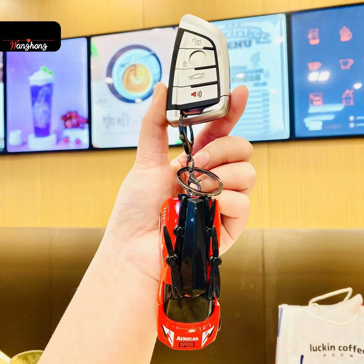 Nouveau modèle de voiture en alliage d'énergie, avion créatif, Concept de Simulation de voiture, sac cadeau pour enfants, décoration pendentif clé