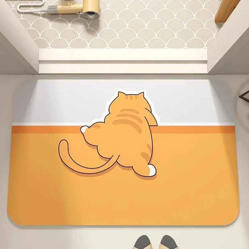 Cute Cat Pattern Door Mat Decoration Home Bathroom Floor Mat