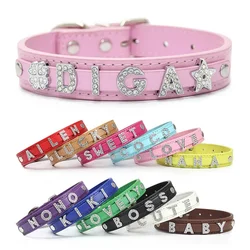 (Lettera con strass bling gratuita) Collari personalizzati per cani e gatti Collari per cuccioli in pelle per cani di piccola taglia e media Nome identificativo personalizzato