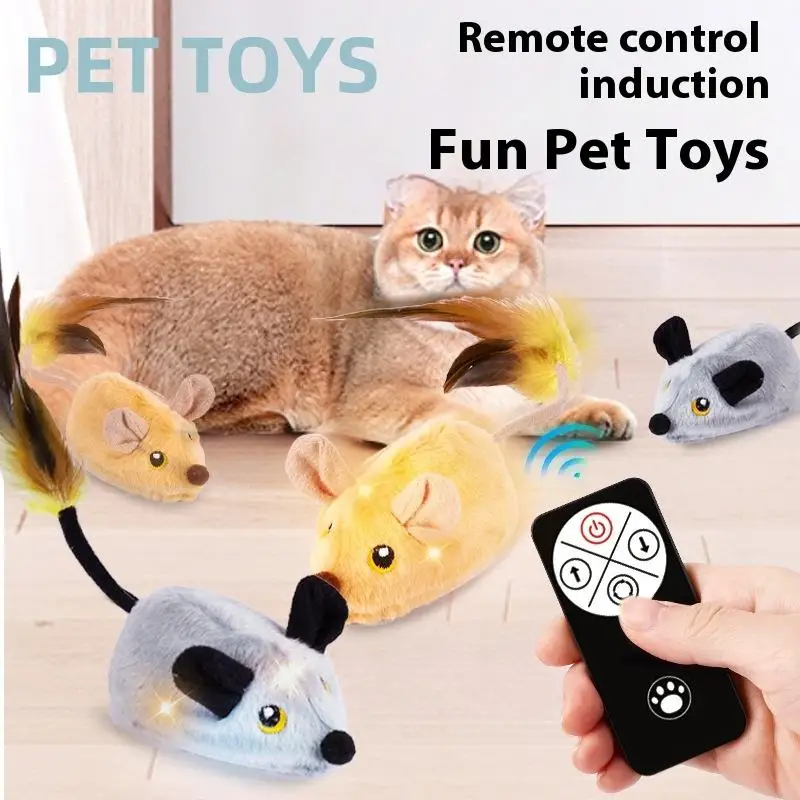 Ratón de simulación con Control remoto, juguete eléctrico para gatos, mascota humana, Control remoto, juguete interactiv