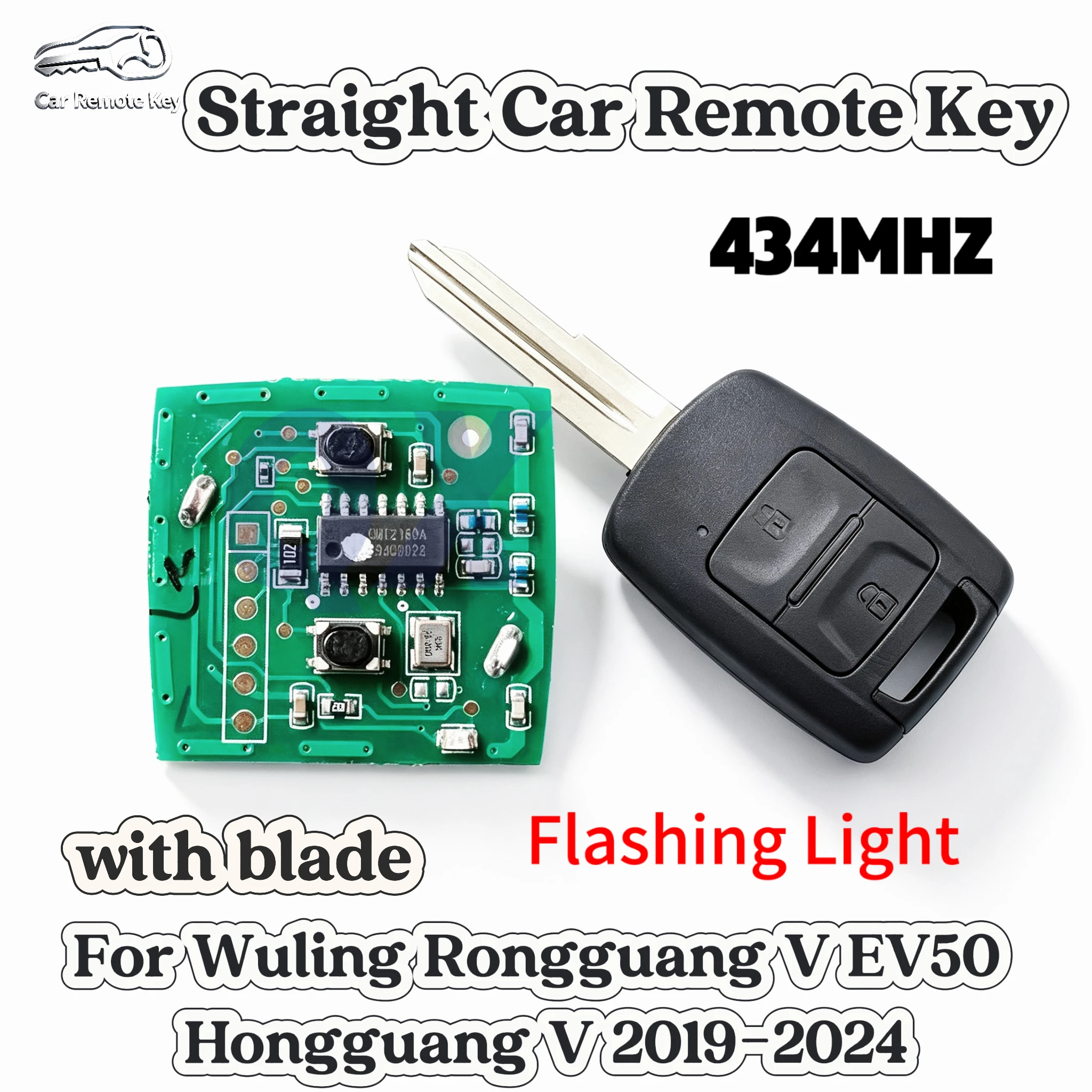 Straight Car Remote Key Compatible For Wuling Rongguang VEV50 Hongguang V 2019-2026