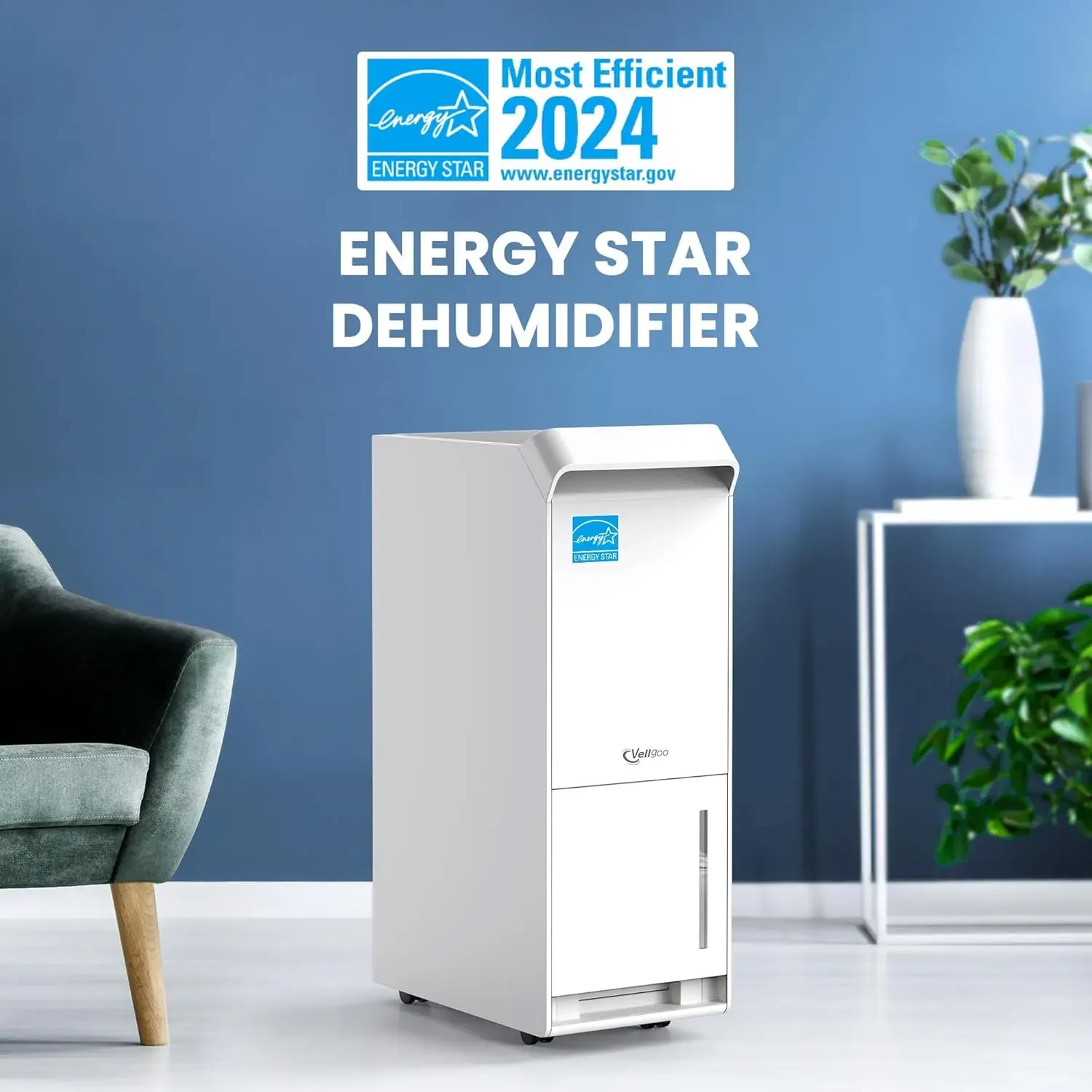 Sq.Ft Energy Star Dehumidifier for Basement with Drain Hose, 52 Pint DryTank Series Dehumidifiers for Home Large Room, Intellige