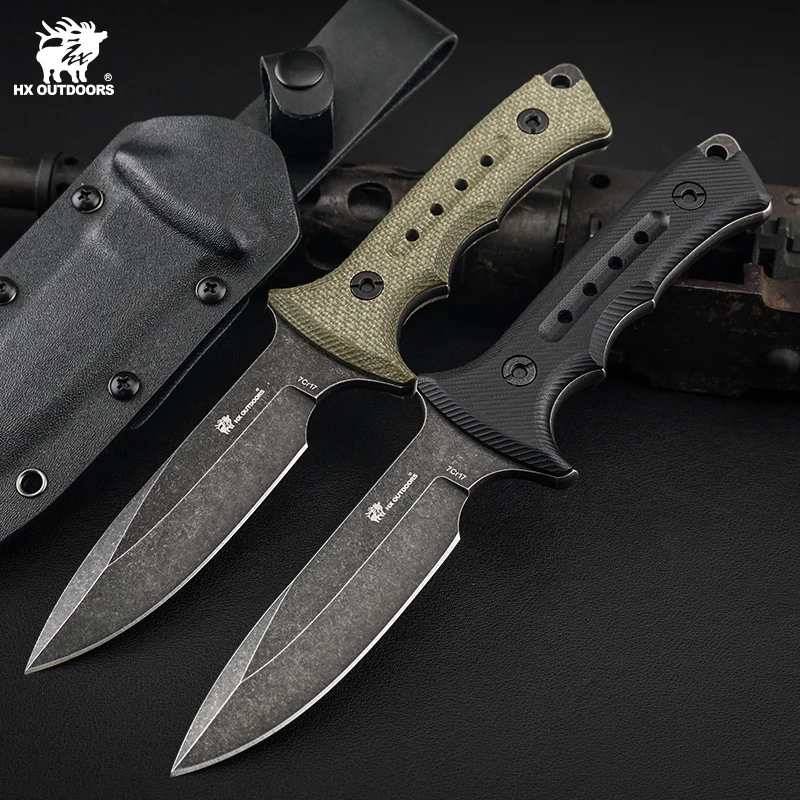 HX OUTDOORS Ranger Tactical Knives,Fulltang Hunting Knife,Camping Survival Knives,Rescue Knife With Kydex,G10/Flax Handle EDC