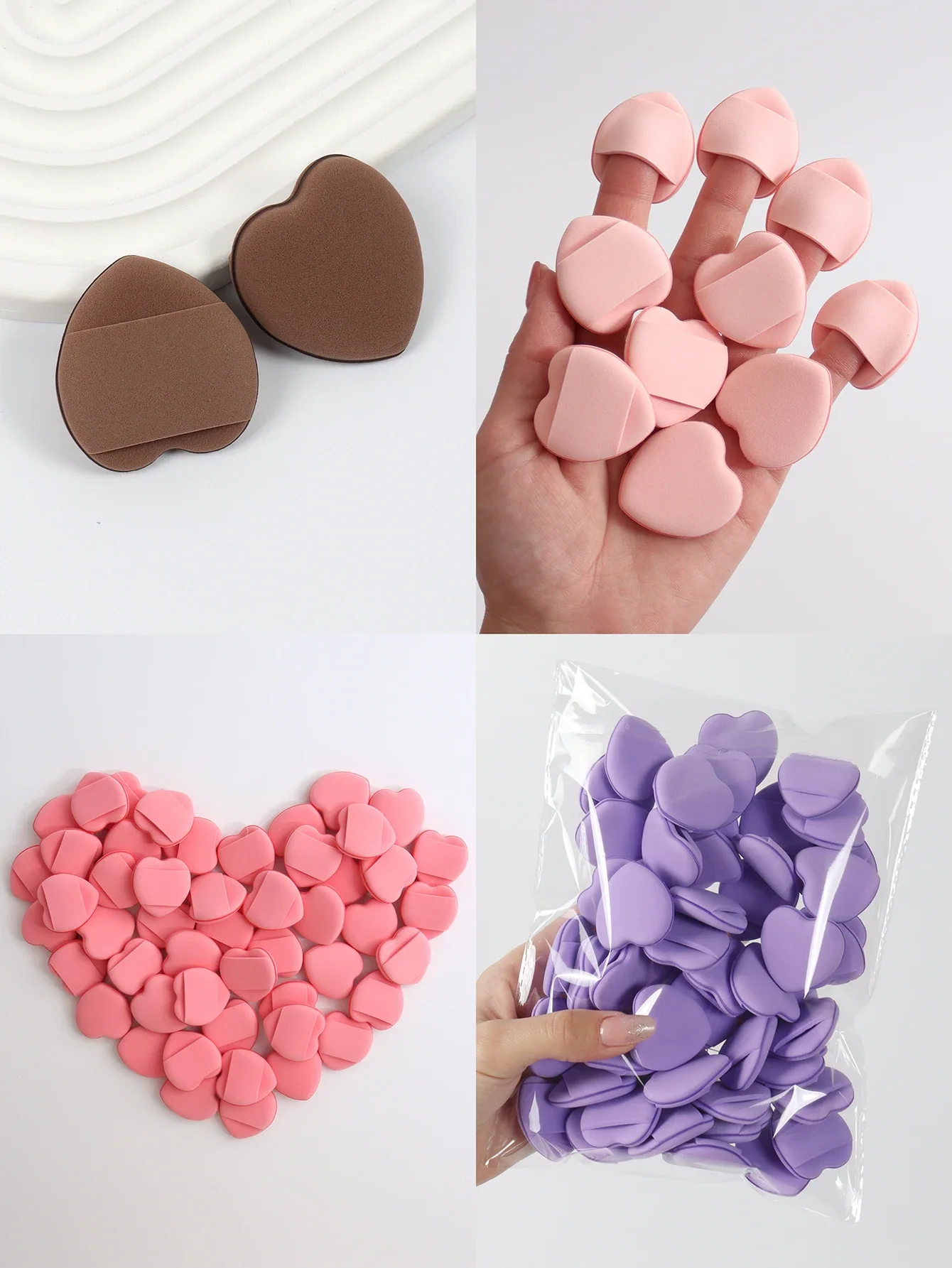 50 Mini Finger Cushions Air Cushion แป้งพัฟ,Latex และฟรีผสมฟองน้ํา Liquid Puff เป็น Foundation เครื่องสําอางค์ใช้ Make