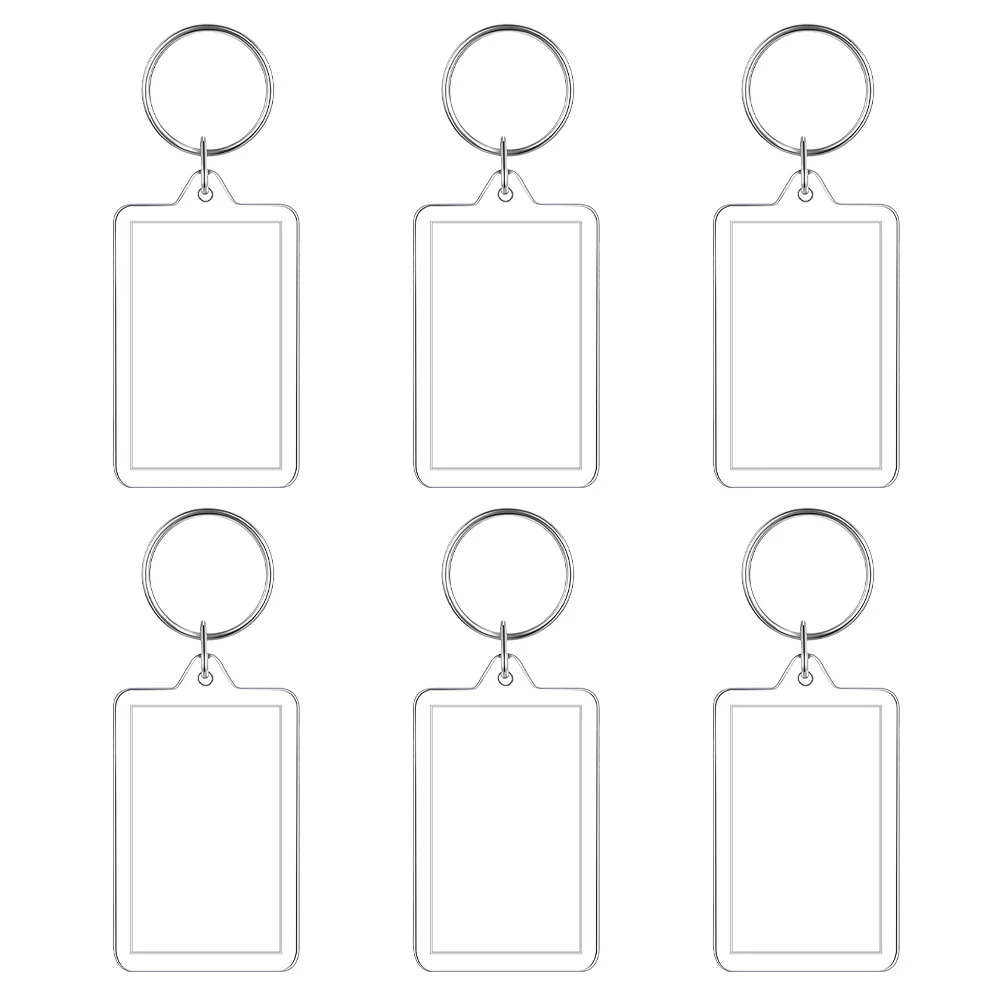 

6pcs Photo Frame Keychain Diy Clear Picture Holder Mini Acrylic Keyring For Home Office School Decor Keepsake Gift Craft