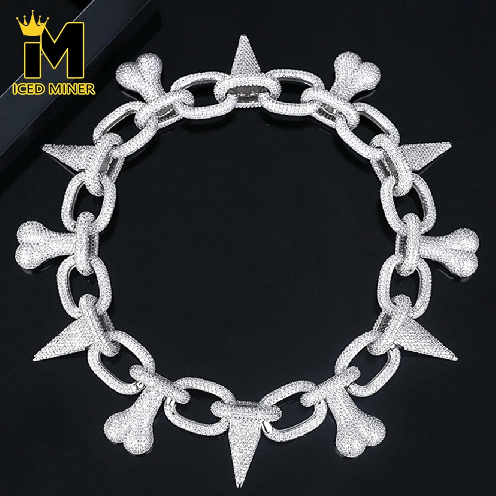 

Icedminer 46 см BIG Thorns Bone Iced Out цепочка ожерелья для женщин и мужчин цепочка латунь циркон хип-хоп ювелирные изделия Бесплатная доставка