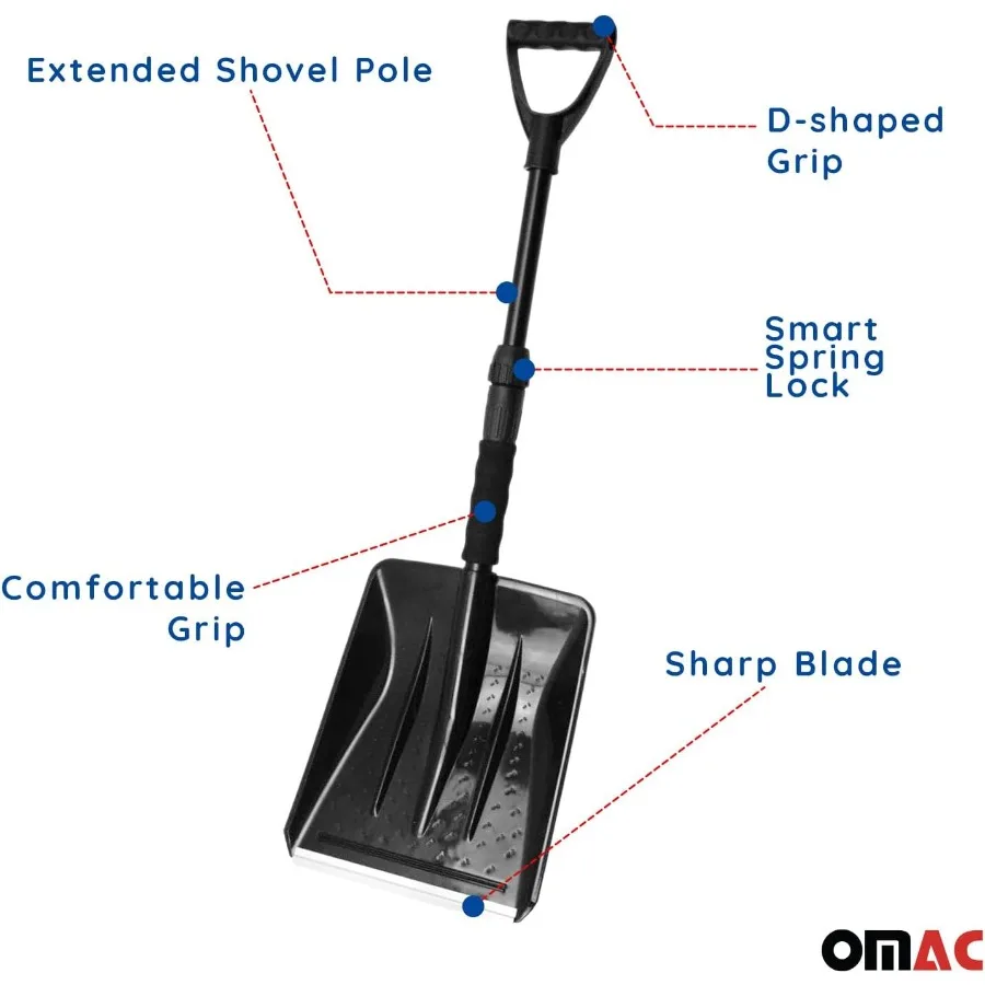مجرفة السيارة للثلج المحمولة السوداء مجموعة مجرفة الثلج خفيفة الوزن قابلة للطي مجرفة الثلج قابل للتعديل مريح مجرفة قابلة للطي #5