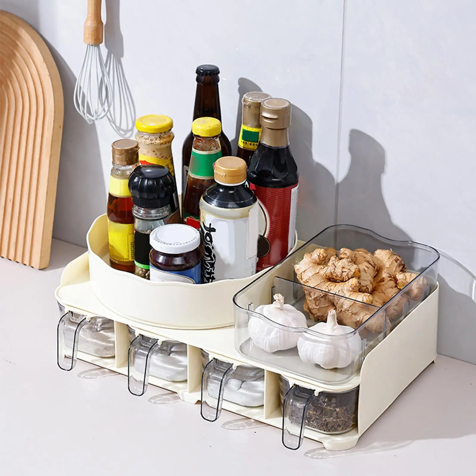 

Countertop Spice Jar and Rack Set Condiment Box for Dining Table Kitchen