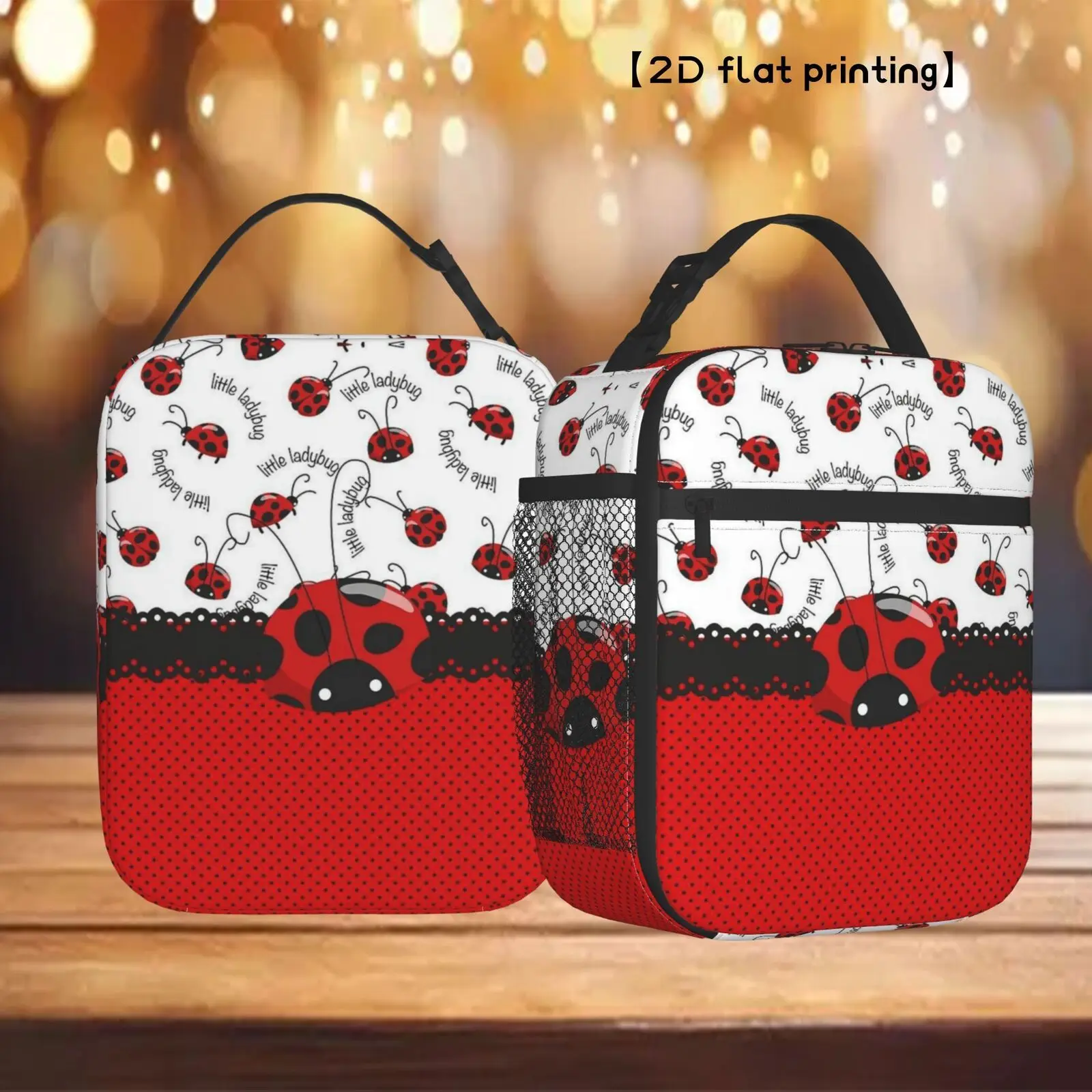 Ladybug Portable Reusable Cooler Bag, Holiday Gift, Birthday Gift, Lunch Bag for Travel, Outdoor Necessities