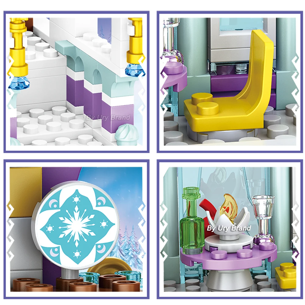 Ice Castle Playground House Building Blocks Set para Meninas, Figuras do Cavalo de Neve, Snow House, Luxury Princess Friends, DIY Gift Toy, Inverno