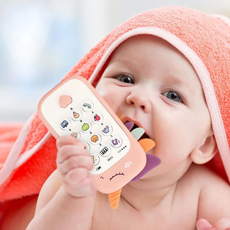 Baby Phone Toy Music Sound Telephone Soothe Sleep with Teether Simulation Toys Phone Infant Early Educational Toy Kids Gifts