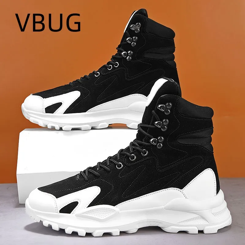 Men\'s Boots Flat Heel Casual Heighten Non-slip Platform Fashion High Top Wear-Resistant Comfortable Spring and Autumn Main Push