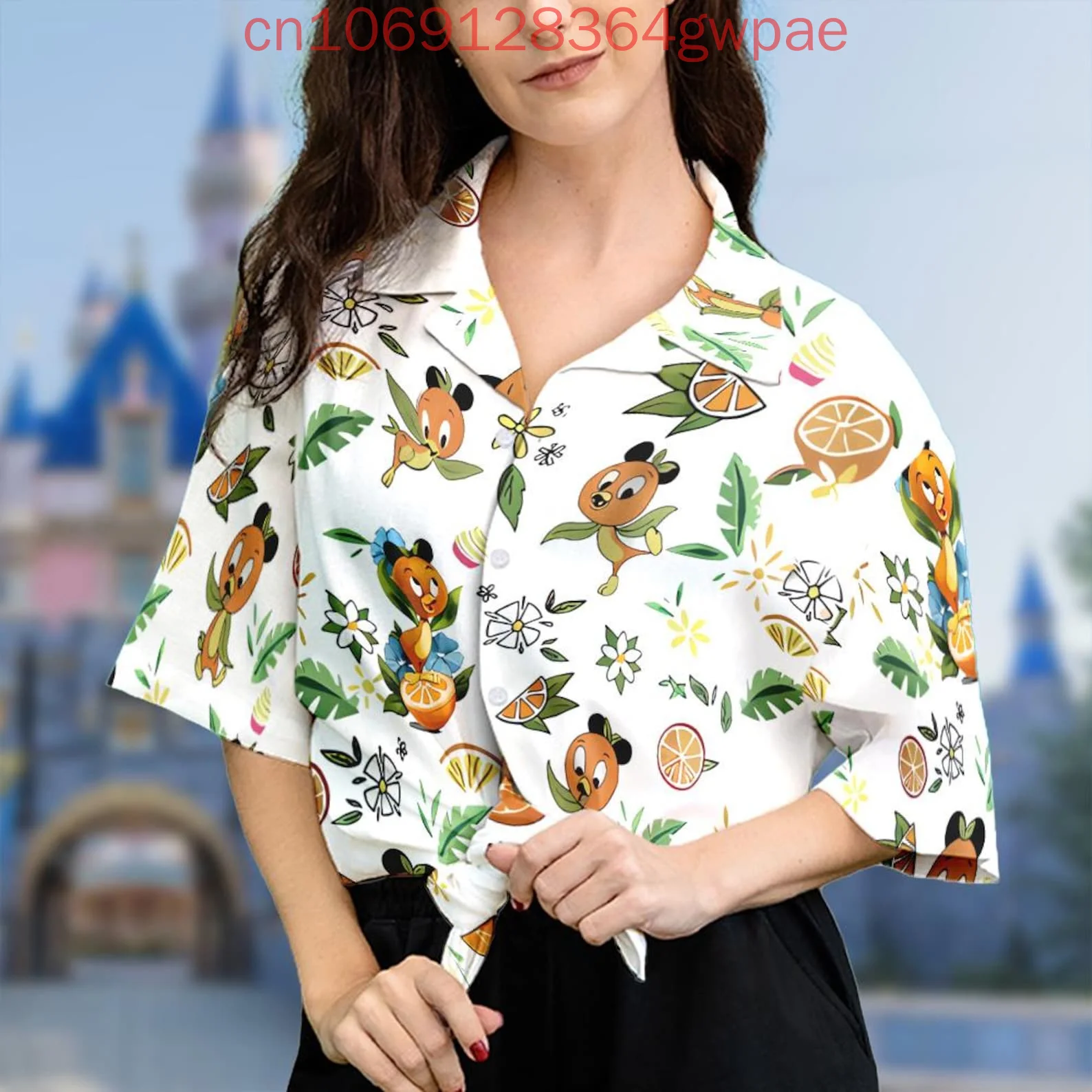 Disney Orange Bird Women's Casual Short Sleeve Blouses Shirt Holiday Beach Hawaiian Shirt 3D Womens Elegant Hawaii Shirt