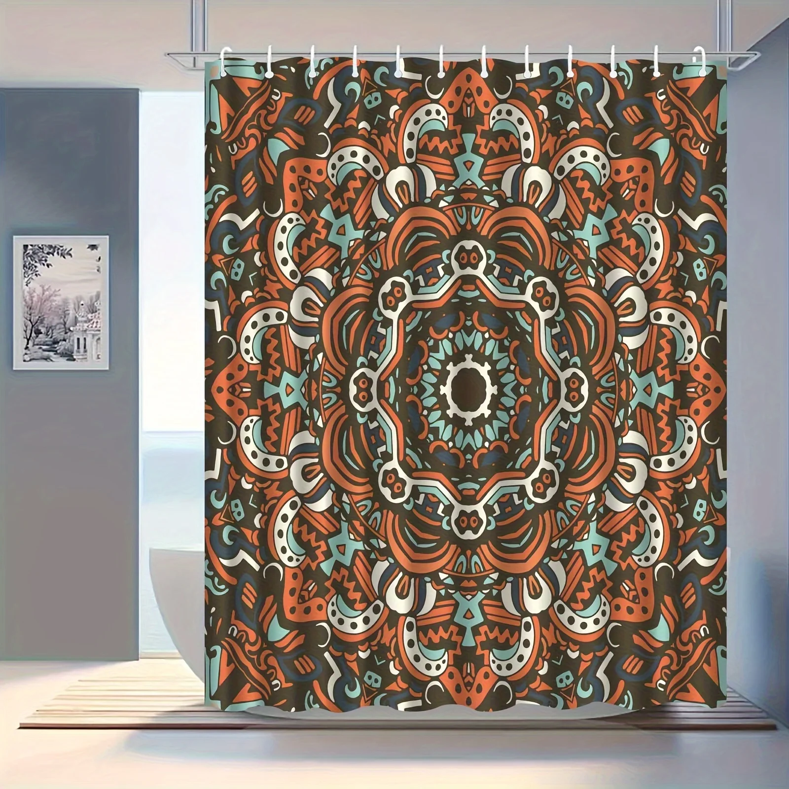 High-Quality Retro-Style Printed Shower Curtain, Stylish And, Designed to Prevent Fogging, Perfect for Bathroom Decor with Multi