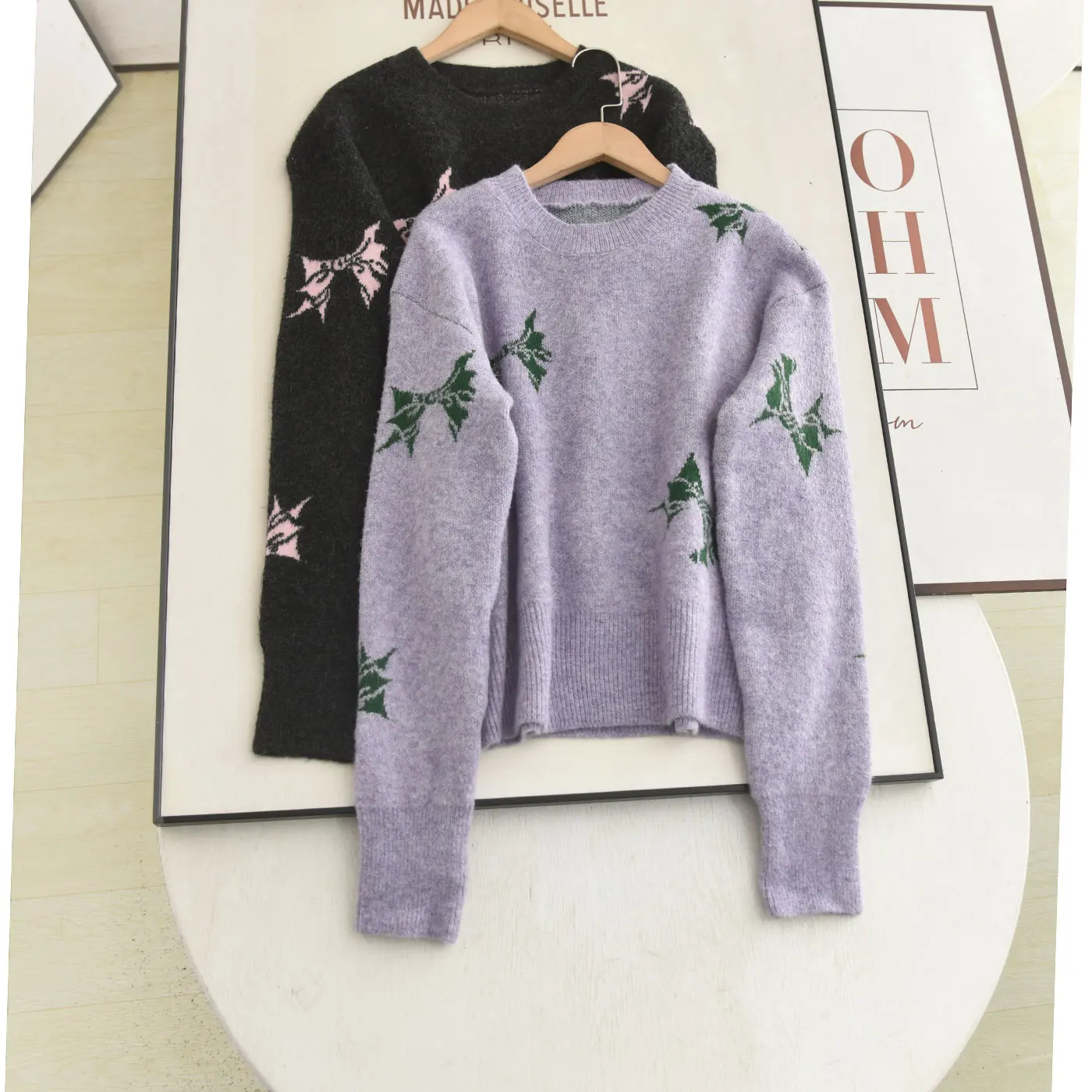 

Дизайнерский трикотажный свитер с узлами, универсальный, с длинным рукавом, круглым вырезом, повседневный, женский, модный, Зима 2025