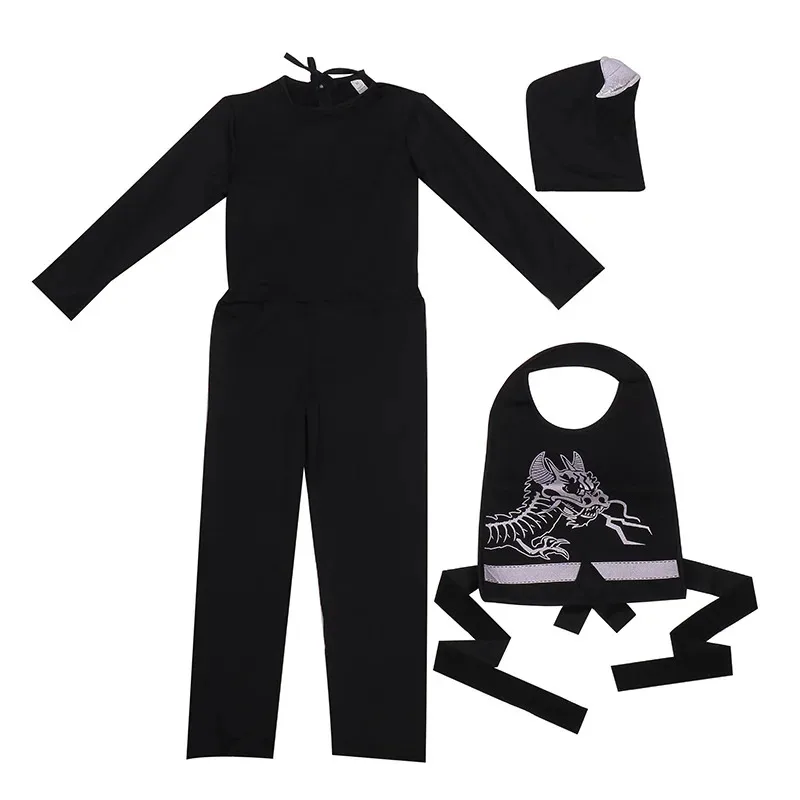 بدلة نينجا كوسبلاي أنيمي بلاك دراجون ساموراي واريور، زي الهالوين للأطفال، فساتين الحفلات الفاخرة، بدلة المهرجانات