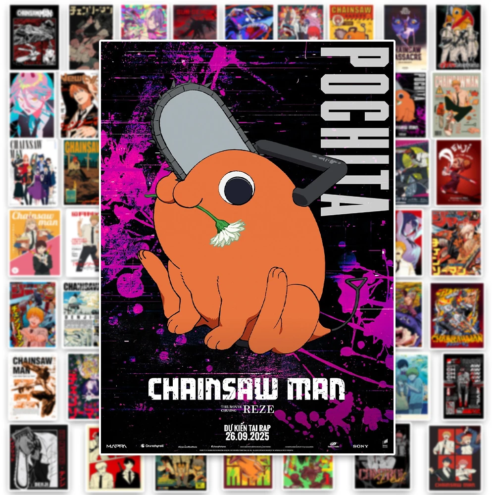 أنيمي 60 قطعة/المجموعة بالمنشار رجل ملصقات Denji Pochita Makima Reze الطاقة Diy بها بنفسك دفتر حقيبة ملصقات الزخرفية هدية عيد