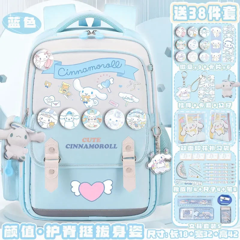 Sanrio-mochila escolar para estudiantes, bolsa de gran capacidad, informal, ligera, bonita, con dibujos animados, Cinnamoroll Babycinnamoroll