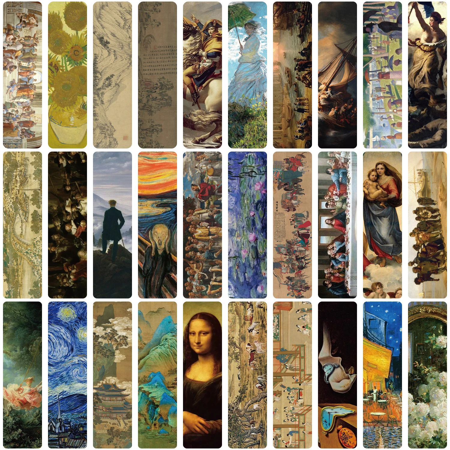 30pcs Double Sided World Famous Painting Series Explanation Bookmarks Simple Reading Handbooks Decorative Cardboard Bookmarks