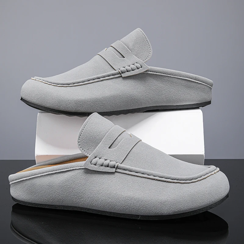 

Летние получешки для мужчин, элитные брендовые модные слипоны ручной работы, мужская обувь для ленивых, замшевые кожаные тапочки, мужские лоферы