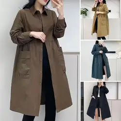 Cortavientos de doble capa para mujer, abrigo informal ajustado a la moda, chaqueta con cuello alto, 5Xl talla grande, otoño