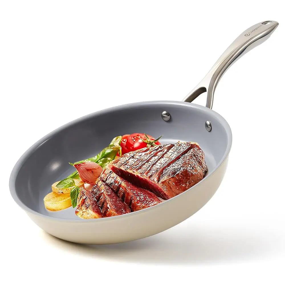 

Керамические сковороды с антипригарным покрытием: безопасный, нетоксичный материал из нержавеющей стали/керамическое антипригарное покрытие, совместимо со всеми типами плит.