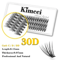 Kimcci 60 mechones/funda extensión de pestañas postizas naturales maquillaje 30P 3D extensión de pestañas individuales rusas pestañas de visón