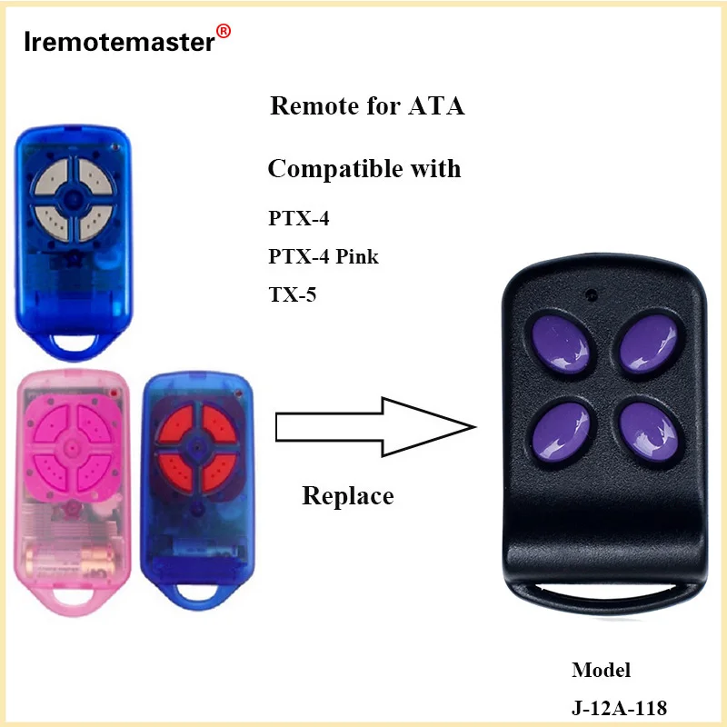 

For ATA PTX4 Garage Door Remote Control 433.92MHz Rolling Code Replacement ATA Gate Door Remote Control Opener Command