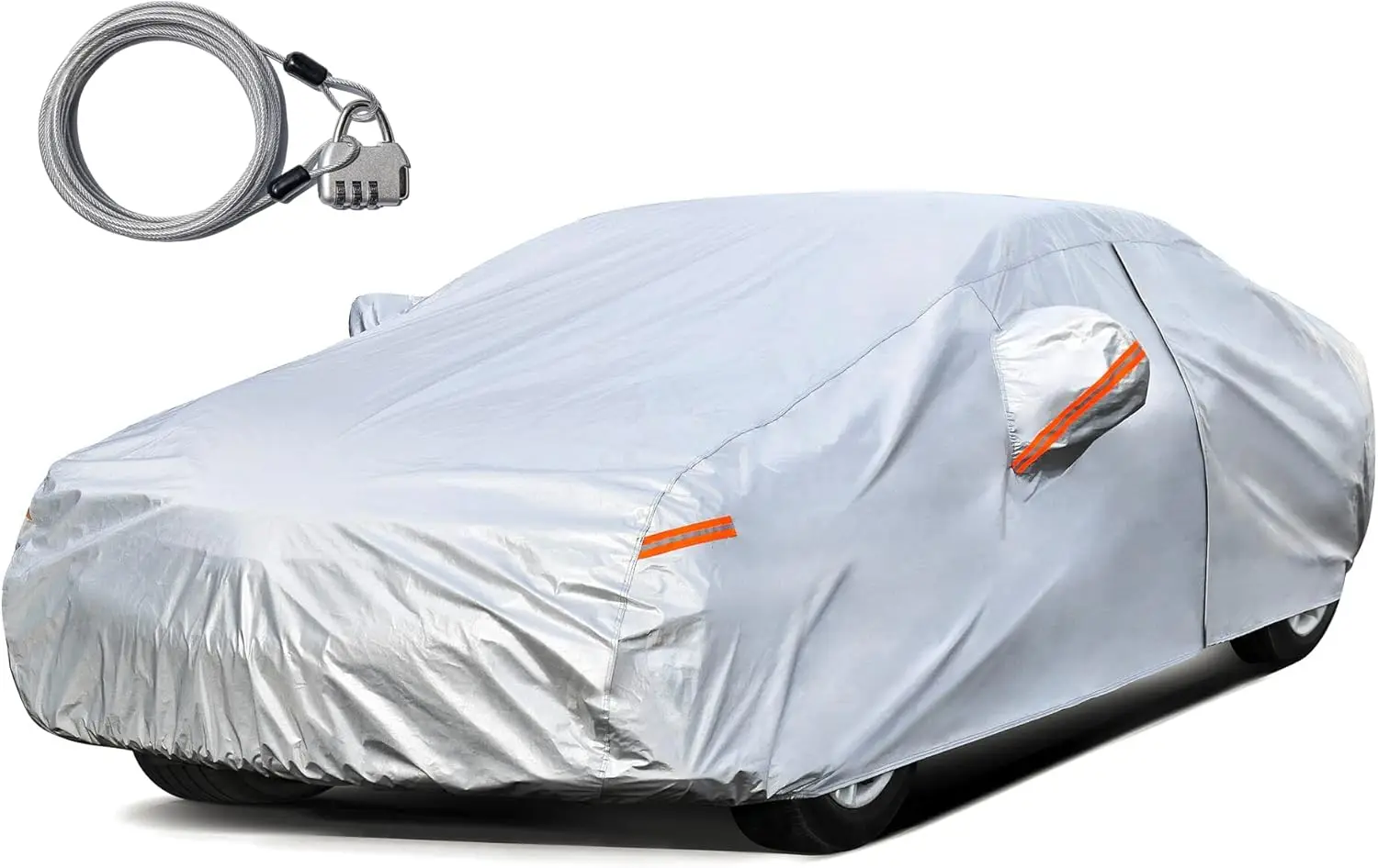 

Car Cover for Automobiles All Weather Waterproof with Lock and Zipper Door, Outdoor Cover Sun Uv Rain Protection, Fit Sedan