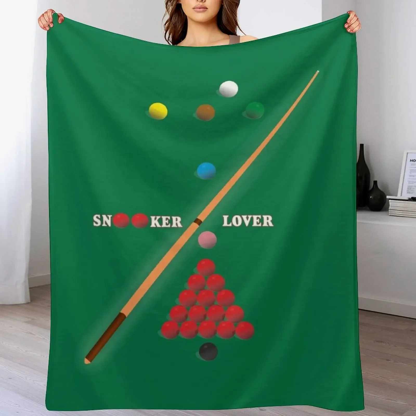 Snooker Lover design showing the balls on a snooker table. Throw Blanket Moving Personalized Gift Blankets